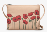 Poppy Flower Frappe Leather Cross Body Bag - Yoshi