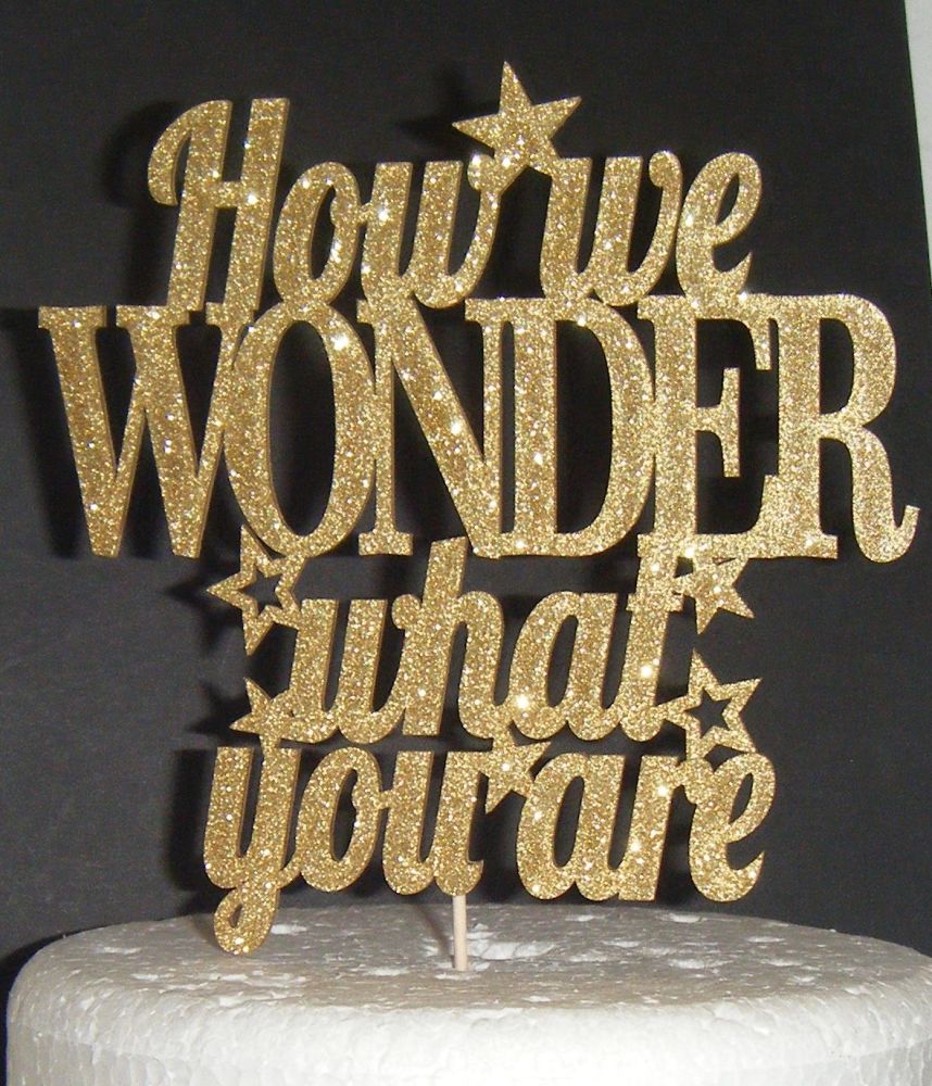 How We Wonder What You Are - Reveal Baby Shower Cake Topper