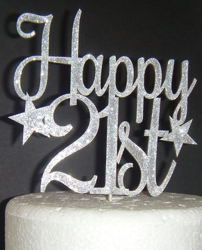 Happy 21st 30th 40th 50th 60th etc or ANY number Cake Topper Stars