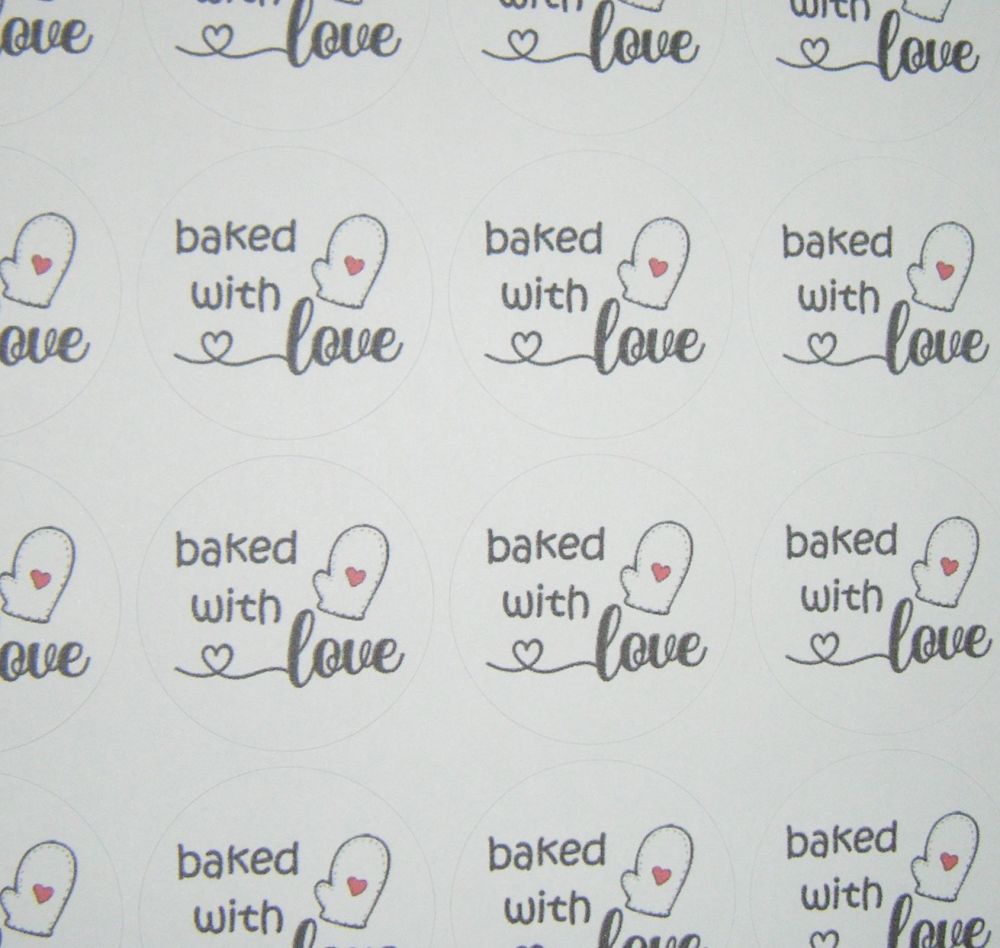Baked With Love Circle Stickers