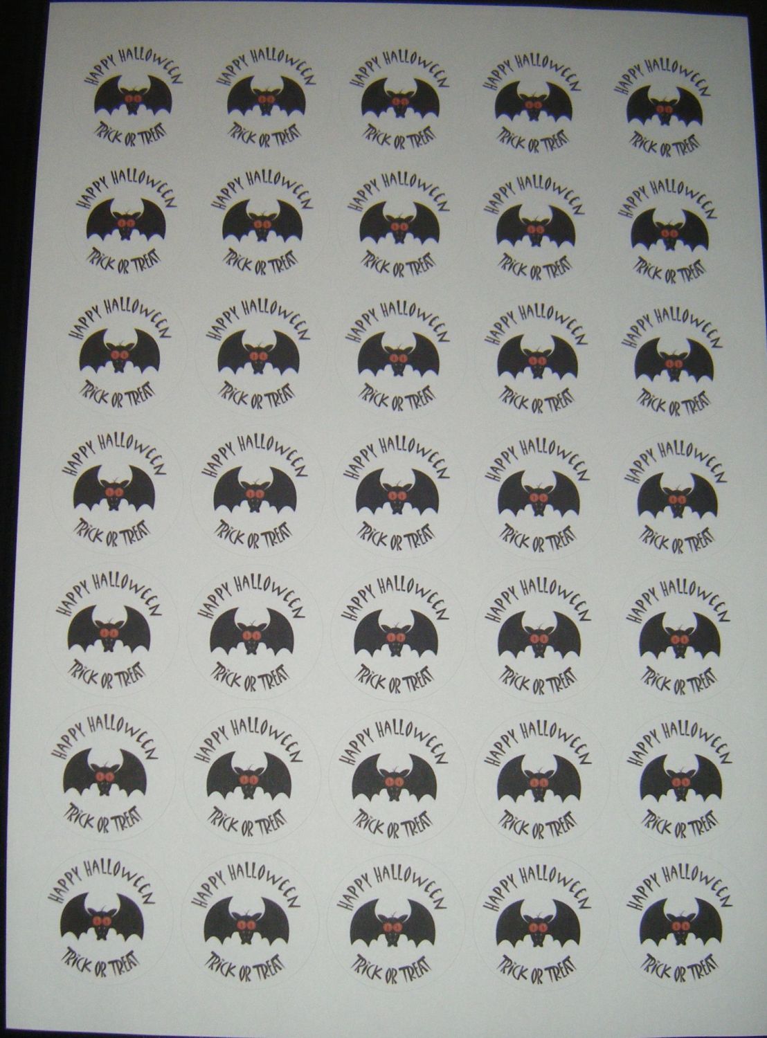 Sheet of Round Happy Halloween Stickers A4 Design 4