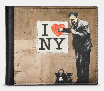 Banksy NY Black Leather  Mens Wallet - Yoshi