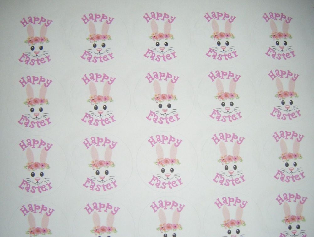 A4 35 Per Sheet Sheet of Happy Easter Bunny Rabbit Stickers 2