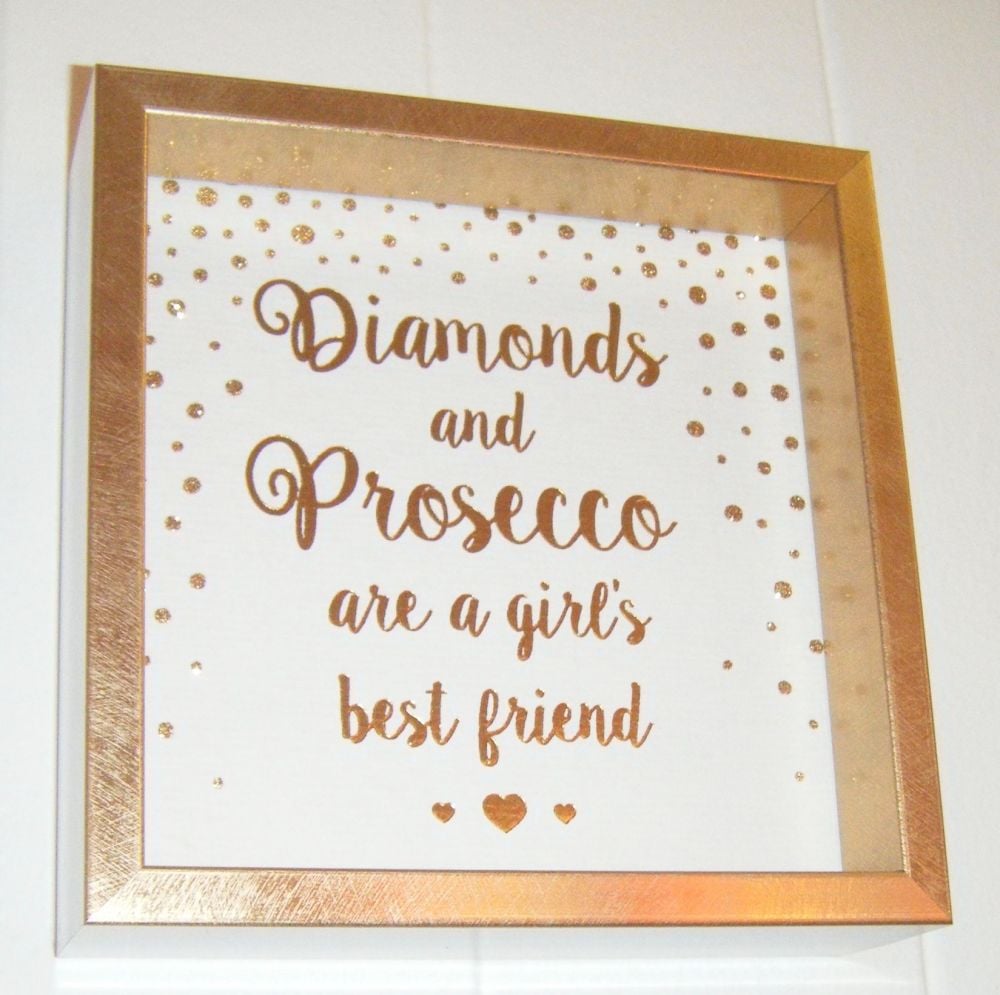 Diamonds and Prosecco are a Girls Best Friend - Fun Quote Frame Wall Art 