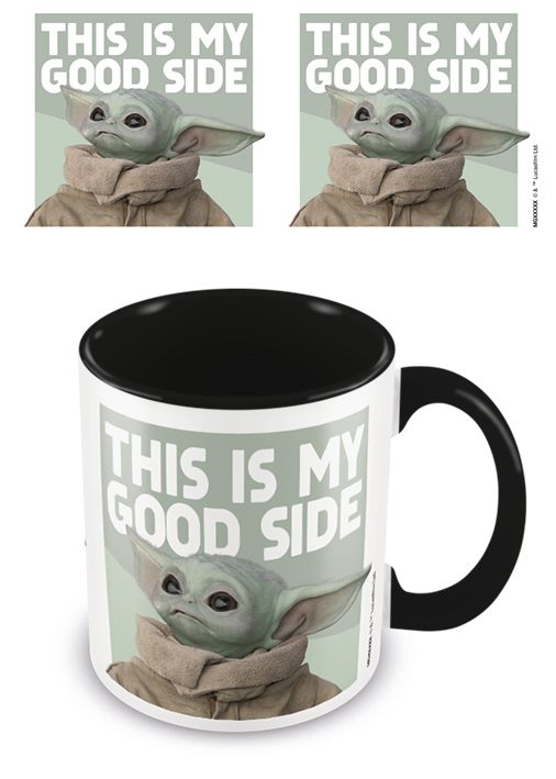 Mandalorian Child Yoda - This Is My Good Side - Black Interior - Coffee Mug