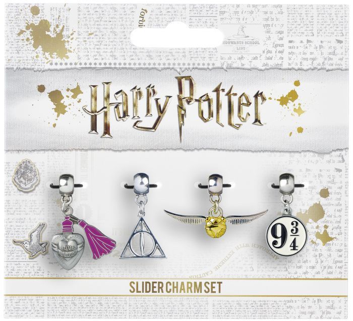 Harry Potter - Golden Snitch/Deathly Hallows/Love Potion/Platform 9 3/4 Slider Charm Set