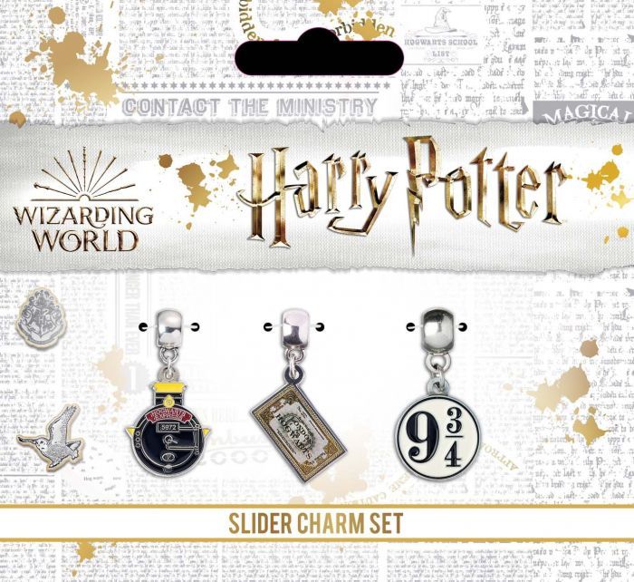Harry Potter Silver Plated Charm Set Including Hogwart's Express, Train Ticket & Platform 9 3/4
