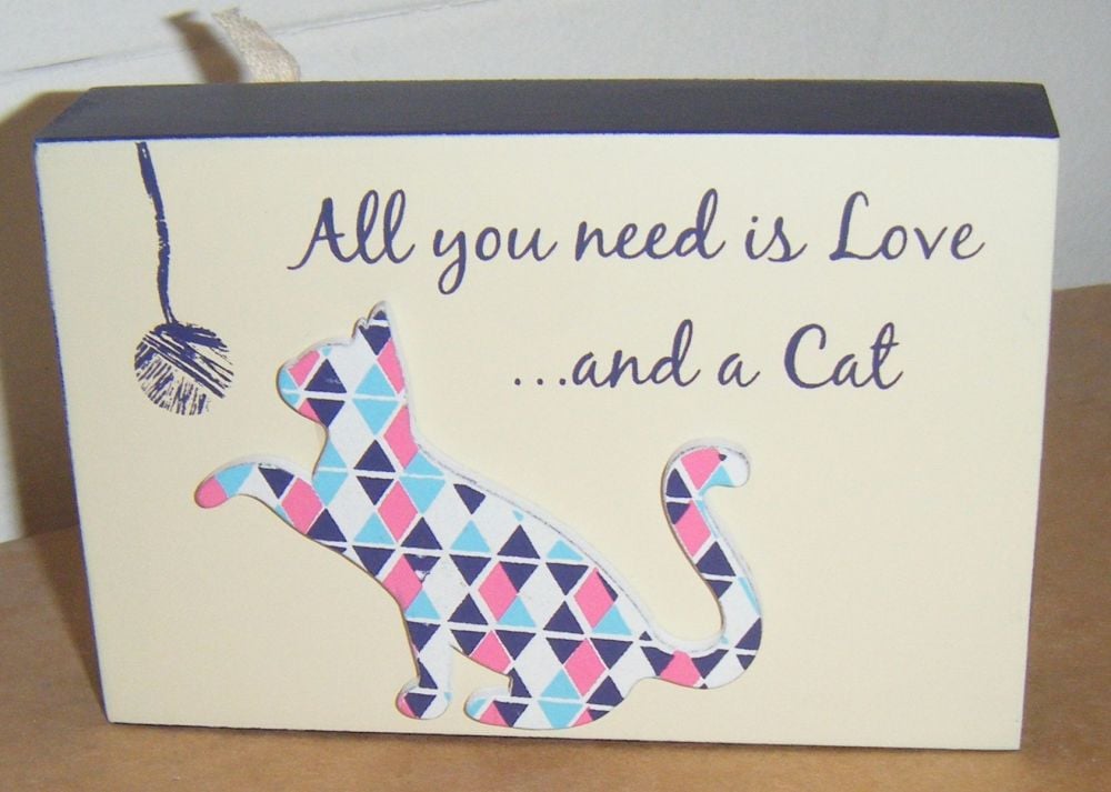 All You Need is Love and A Cat - Freestanding Block