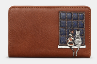Midnight Cats Zip Round Leather Purse - Yoshi