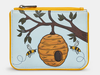 Bee Hive Zip Top Leather Coin Purse - Yoshi