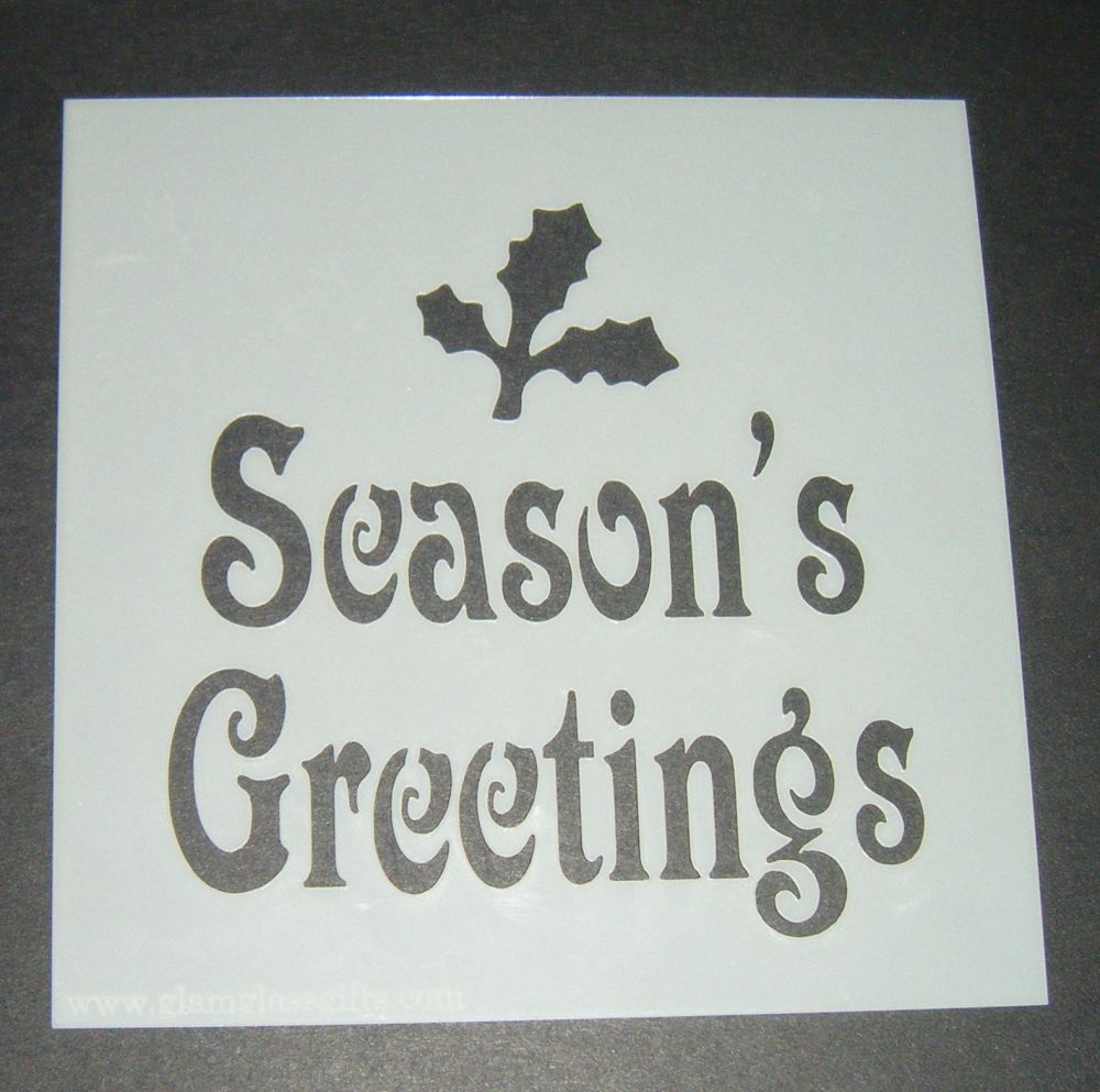 Season's Greetings Holly - Cake Decorating Stencil Airbrush Mylar Polyester