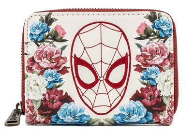 Spiderman Floral Loungefly Disney Zip Around Purse Wallet