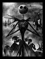 Nightmare Before Christmas - Jack Skellington Storm- Framed Print Wall Art