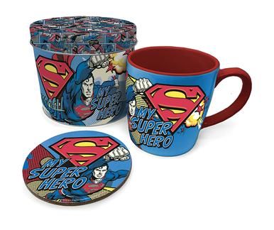 Superman - Coffee Mug, Coaster And Tin