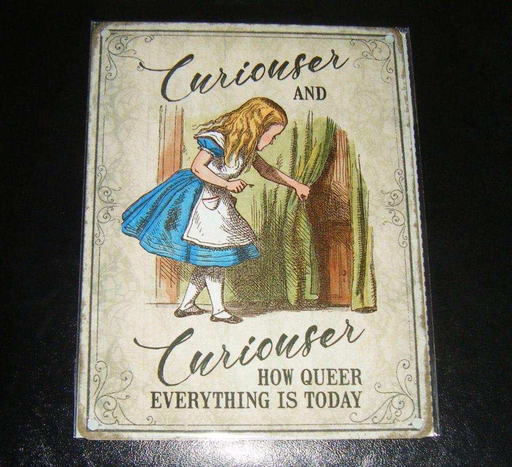 Alice In Wonderland Vintage Style Metal Wall Sign - Curiouser