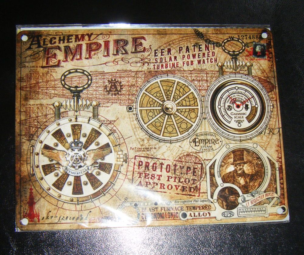 Alchemy Empire Steampunk Style Metal Wall Sign