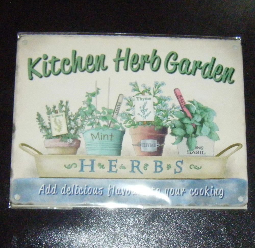 Kitchen Herb Garden Metal Wall Sign