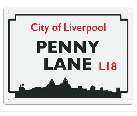 Beatles Street Sign - Penny Lane Metal Wall Sign