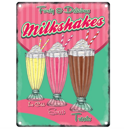 Frosty & Delicious Milkshakes Metal Wall Sign