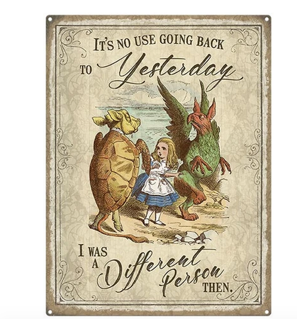 Alice In Wonderland Vintage Style Metal Wall Sign - Different Person Yesterday