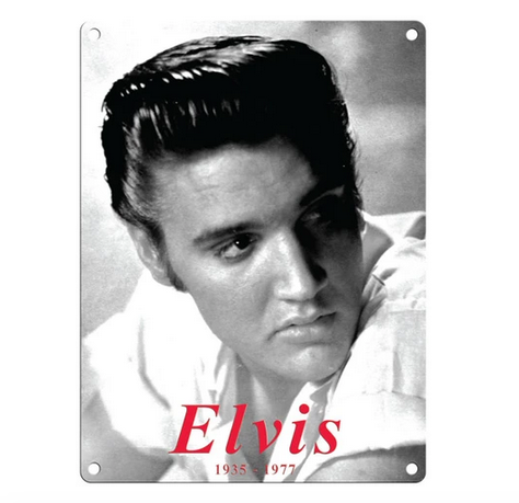 Elvis - Black & White Metal Wall Sign