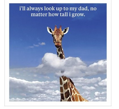 Look Up To My Dad Greeting Card - Giraffe Greeting Card Blank Inside