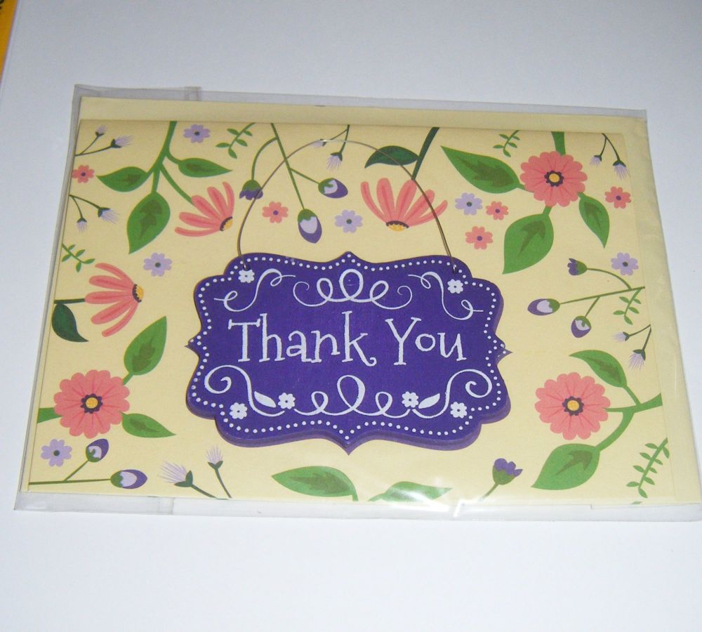 Thank You - Wooden Hanger Greeting Card Blank Inside