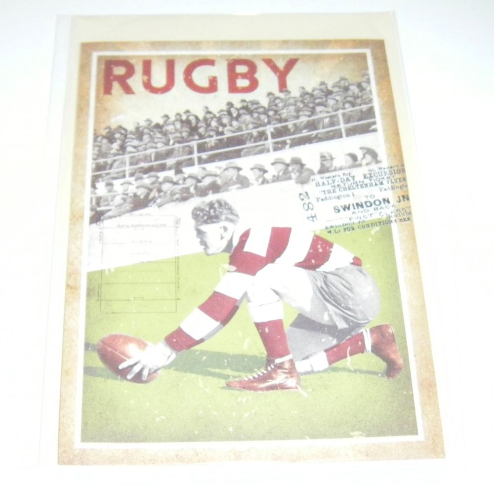 Vintage Sport - Rugby Greeting Card Blank Inside