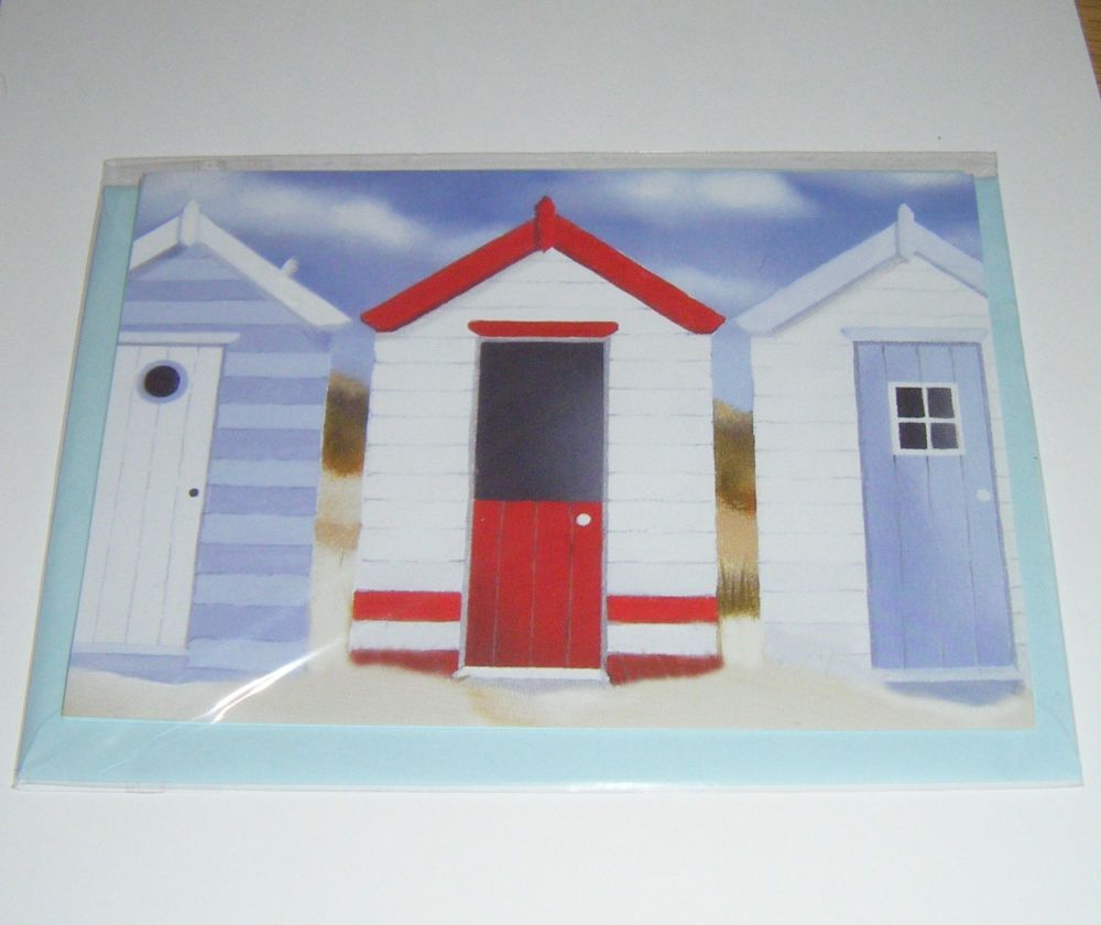 Seaside Beach Huts - Greeting Card Blank Inside