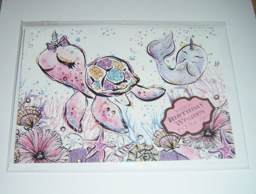 Birthday Wishes Turtle - Greeting Card Blank Inside