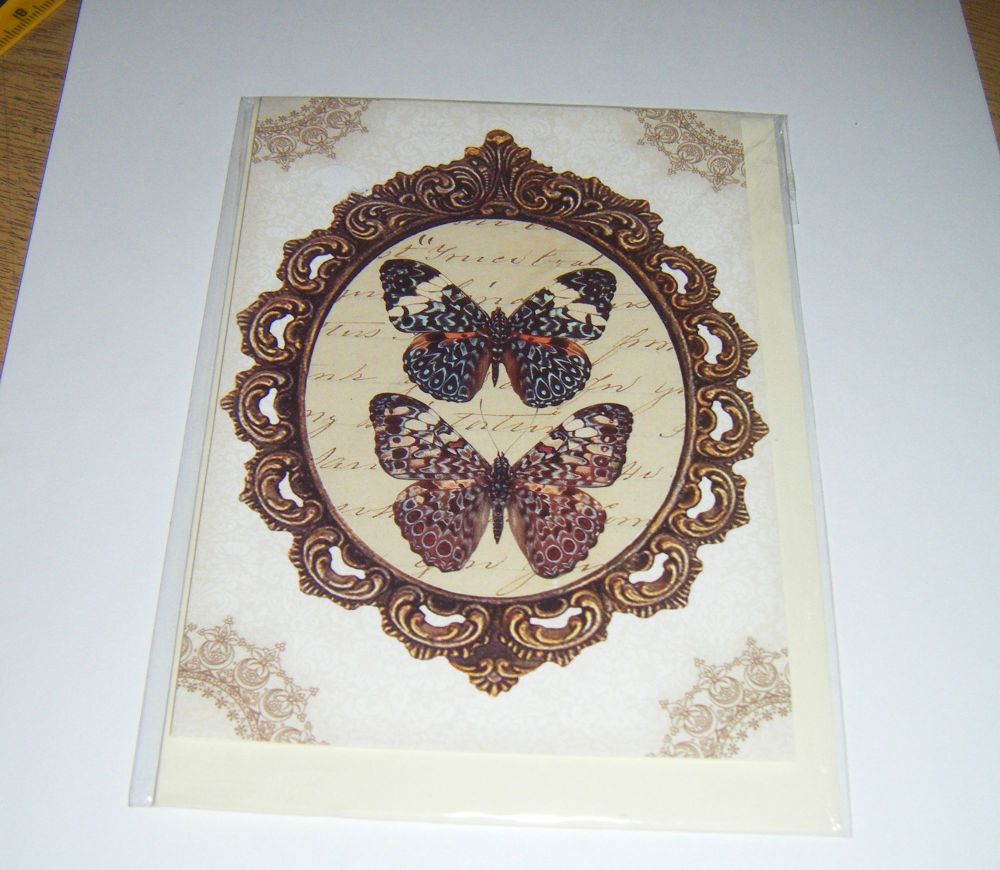 Vintage Butterfly Circle - Greeting Card Blank Inside