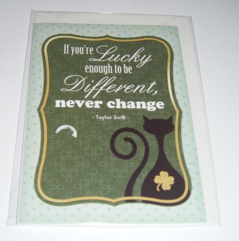 Lucky Cat Quote - Greeting Card Blank Inside