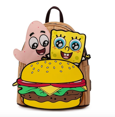 Spongebob Krabby Patty Group Loungefly Mini Backpack Bag 