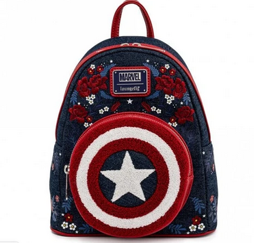 Marvel Captain America 80th Anniversary Floral Shield Loungefly Mini Backpa