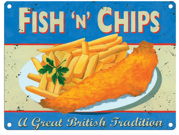 Fish And Chips Metal Wall Sign