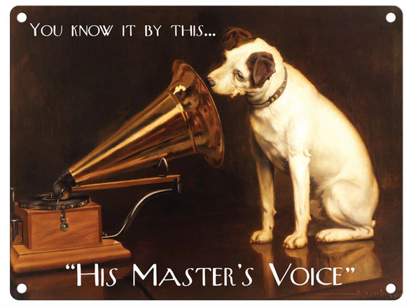 His Master's Voice Metal Wall Sign