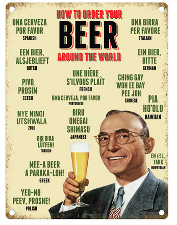 Order a Beer Around the World Metal Wall Sign