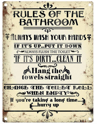 Bathroom Rules Metal Wall Sign