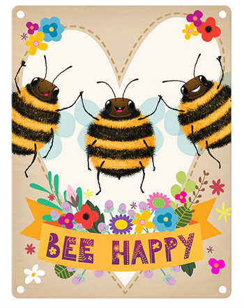 Bee Happy Metal Wall Sign - Tin Picture