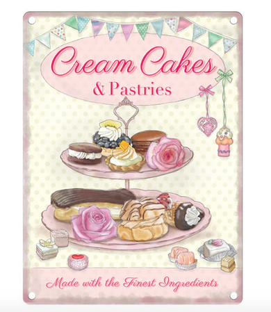 Cream Cakes Metal Wall Sign