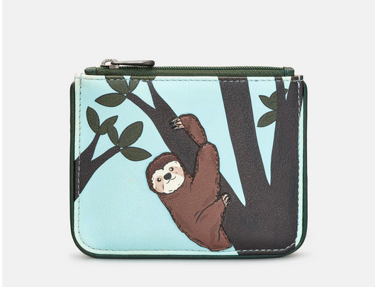 Sloth Zip Top Leather Coin Purse - Yoshi