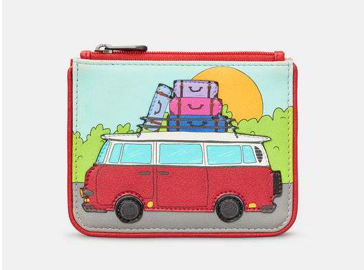 Campervan Red Zip Top Leather Coin Purse - Yoshi