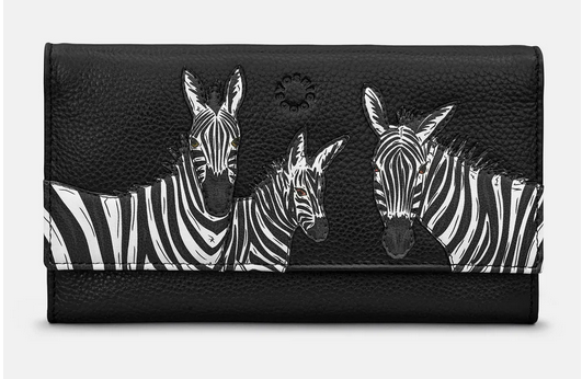 Zebra Design Flap Over Leather Purse - Yoshi