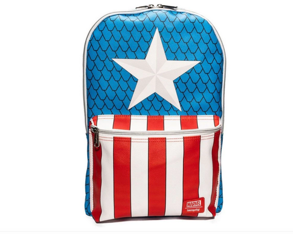 Loungefly Marvel Captain America Cosplay Backpack and Pin Set Bag
