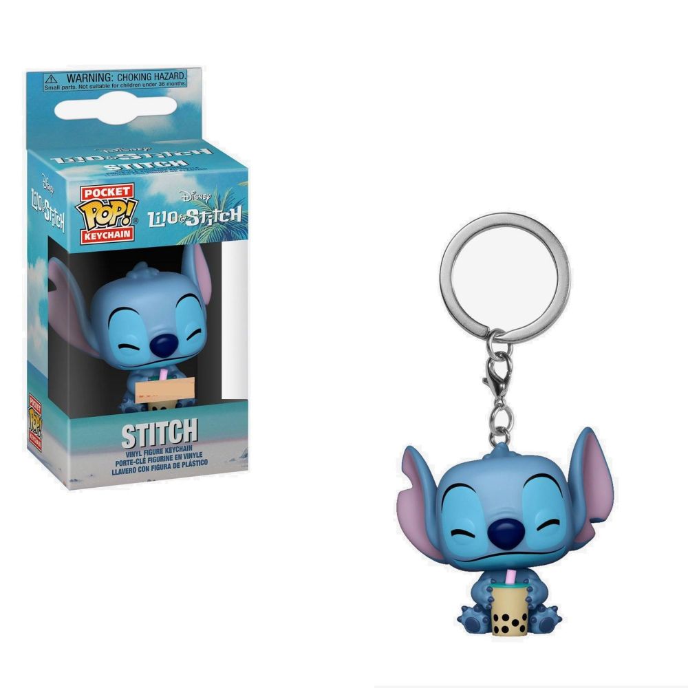Lilo & Stitch - Stitch Drinking - Mini Funko Pocket Pop Keyring Keychain