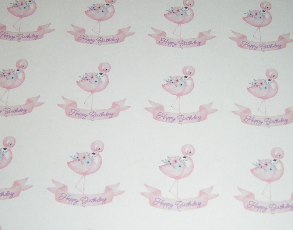 Happy Birthday Flamingo Stickers