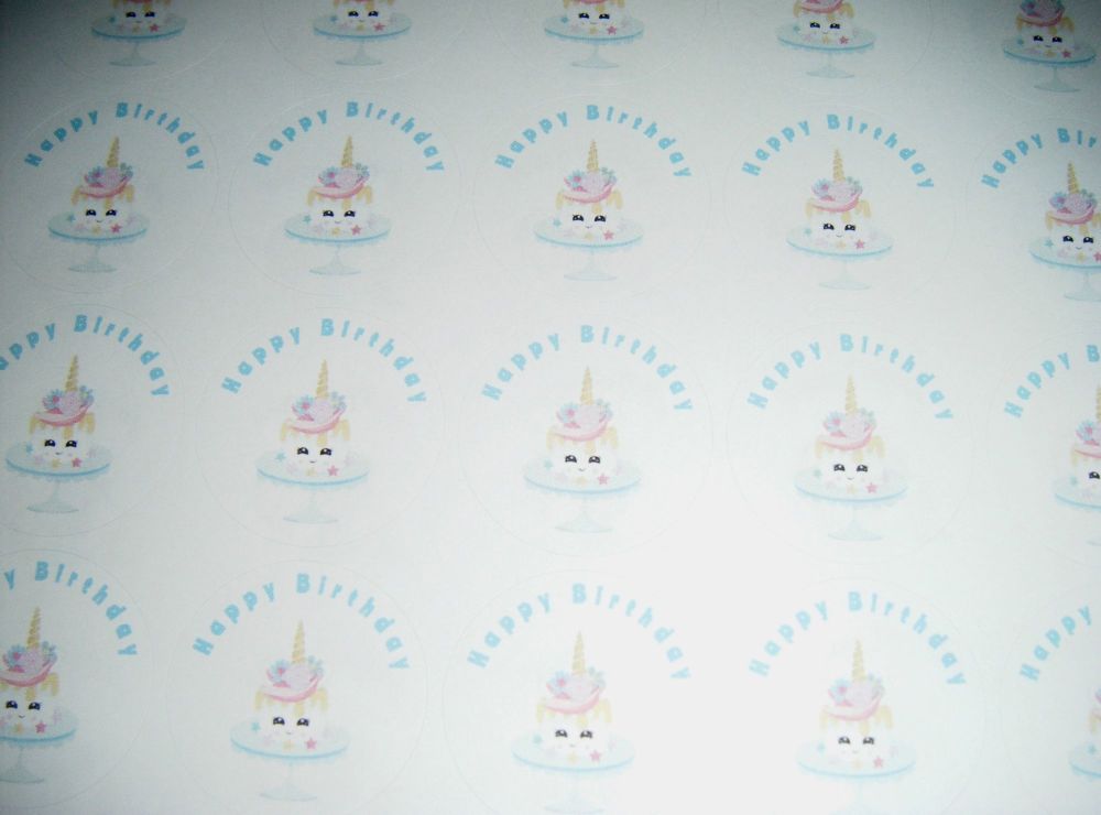 Happy Birthday Unicorn Cake Design Stickers