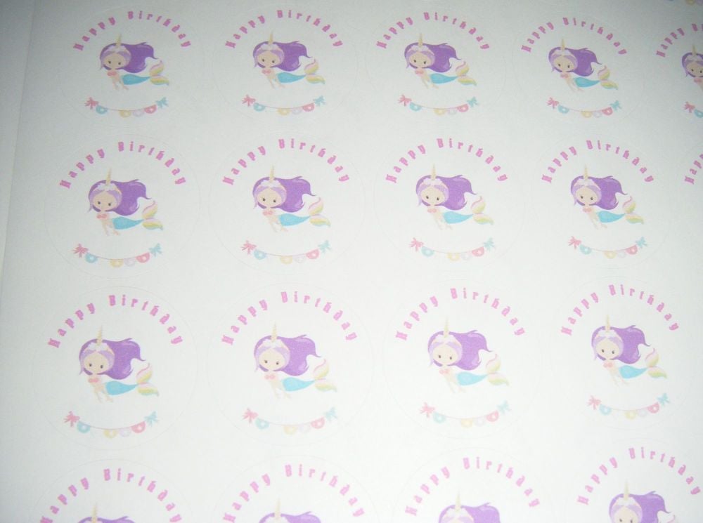 Happy Birthday Mermaid Design 2 Stickers