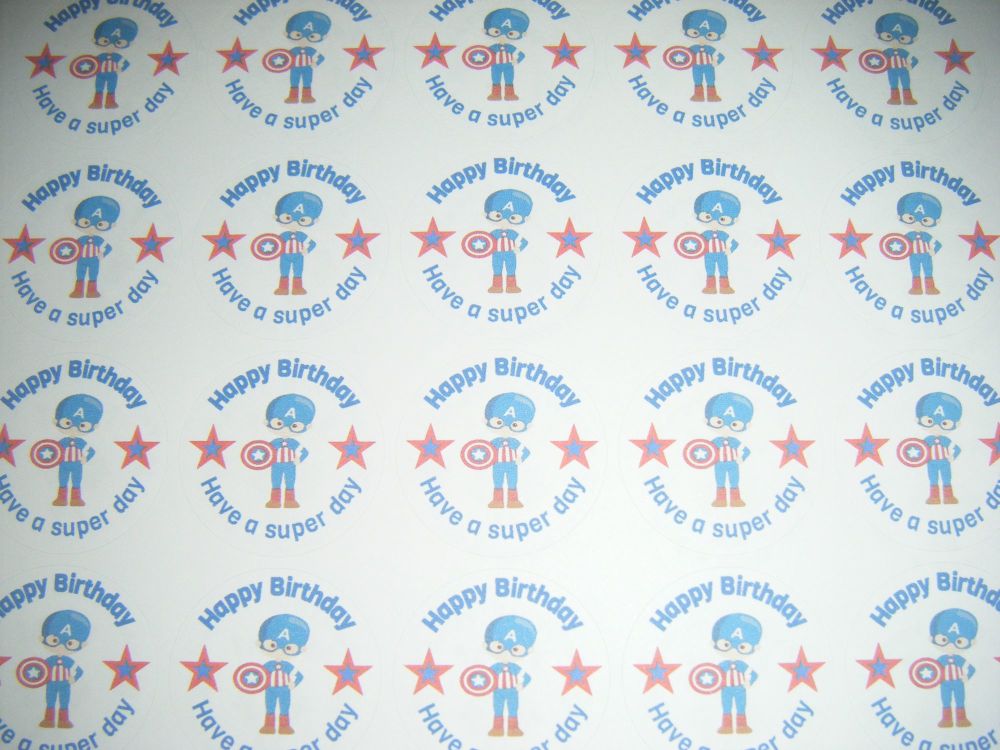 Happy Birthday Hero Design Stickers - Have a Super Day - Blue