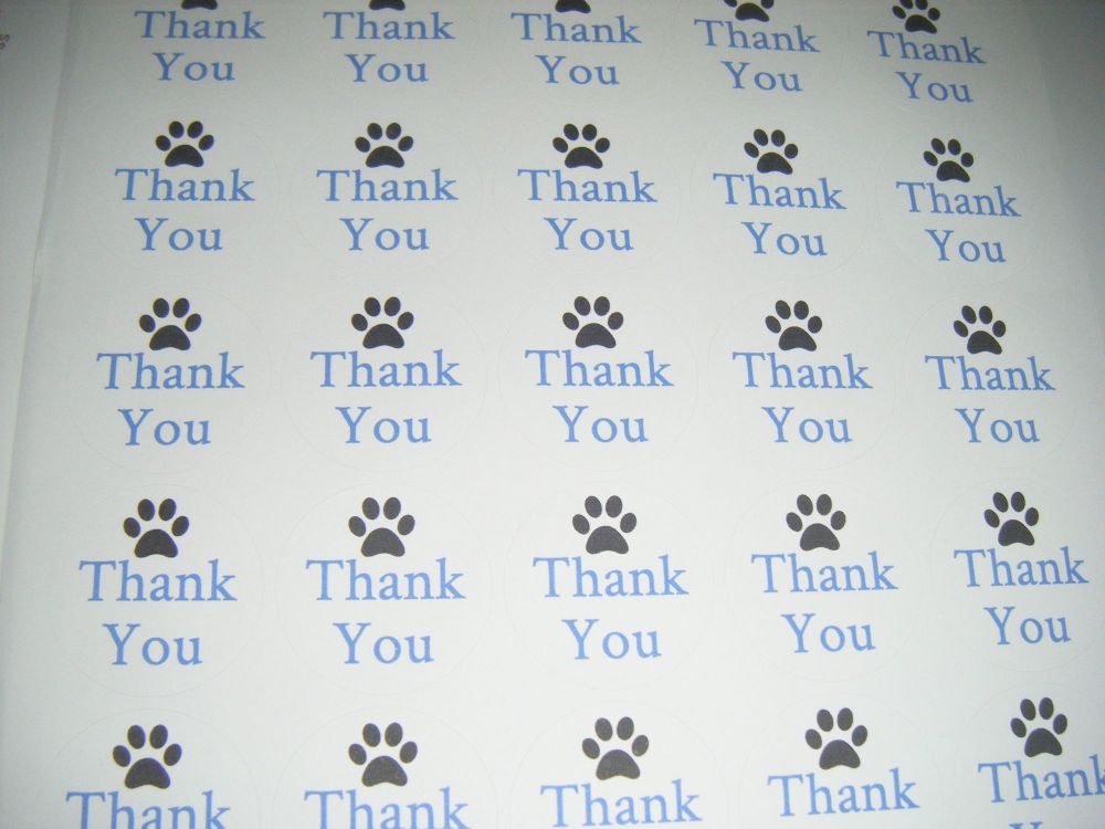Thank You Animal Paw Print Stickers